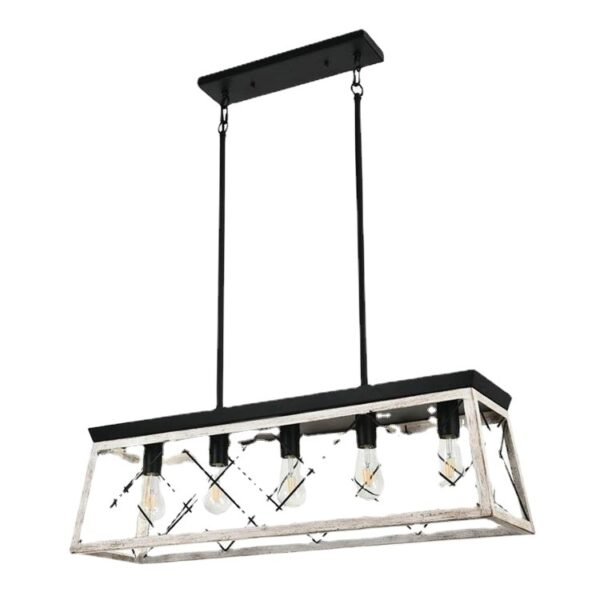 Dining Table Linear Rustic Hanging Farmhouse Iron Lamps