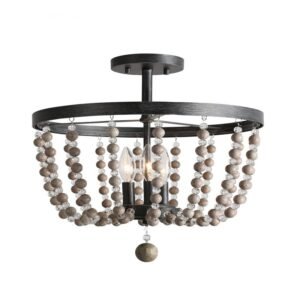 Rustic Polymian Wooden Bead Lamp