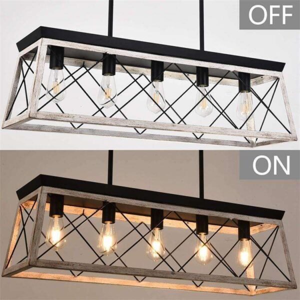 Dining Table Linear Rustic Hanging Farmhouse Iron Lamps