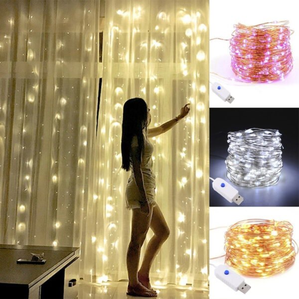S4706bf76d20e4eb59c8b38017f342dbd9 Led Fairy Lights Copper Wire String 1/2/5/10M Holiday Outdoor Lamp Garland For Christmas Tree Wedding Party Decoration